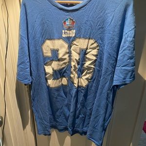 Short sleeve blue t shirt, Barry Sanders jersey